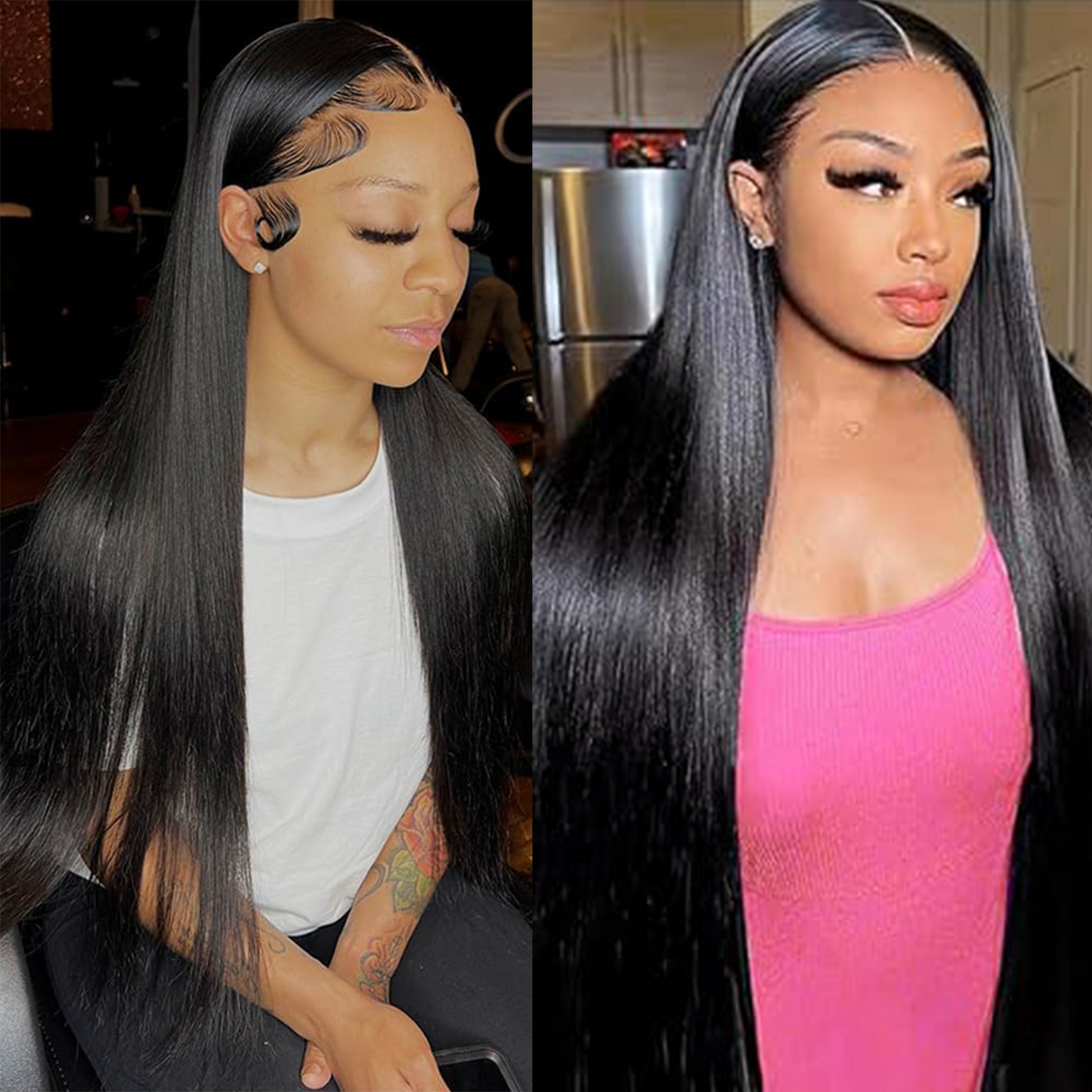 13x6 Lace Front Wigs Human Hair Pre Plucked Straight Lace Front Wigs Human Hair 300% Density 13x6 Frontal Wigs with Baby Hair Straight Wigs Human Hair for Women