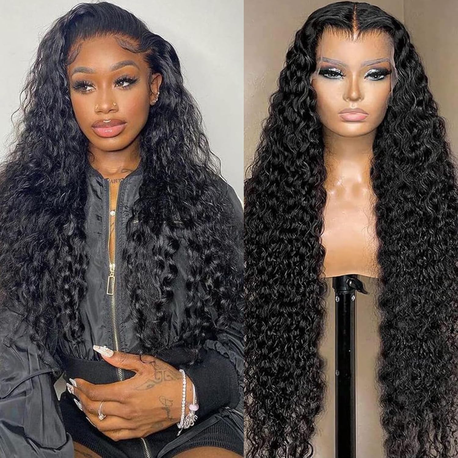 【Tiktok Flash Sale】34inch 13x6 Deep Wave Lace Front Wigs Human Hair 180% Density Lace Front Wig Deep Curly Frontal Wigs Human Hair Pre Plucked With Baby Hair