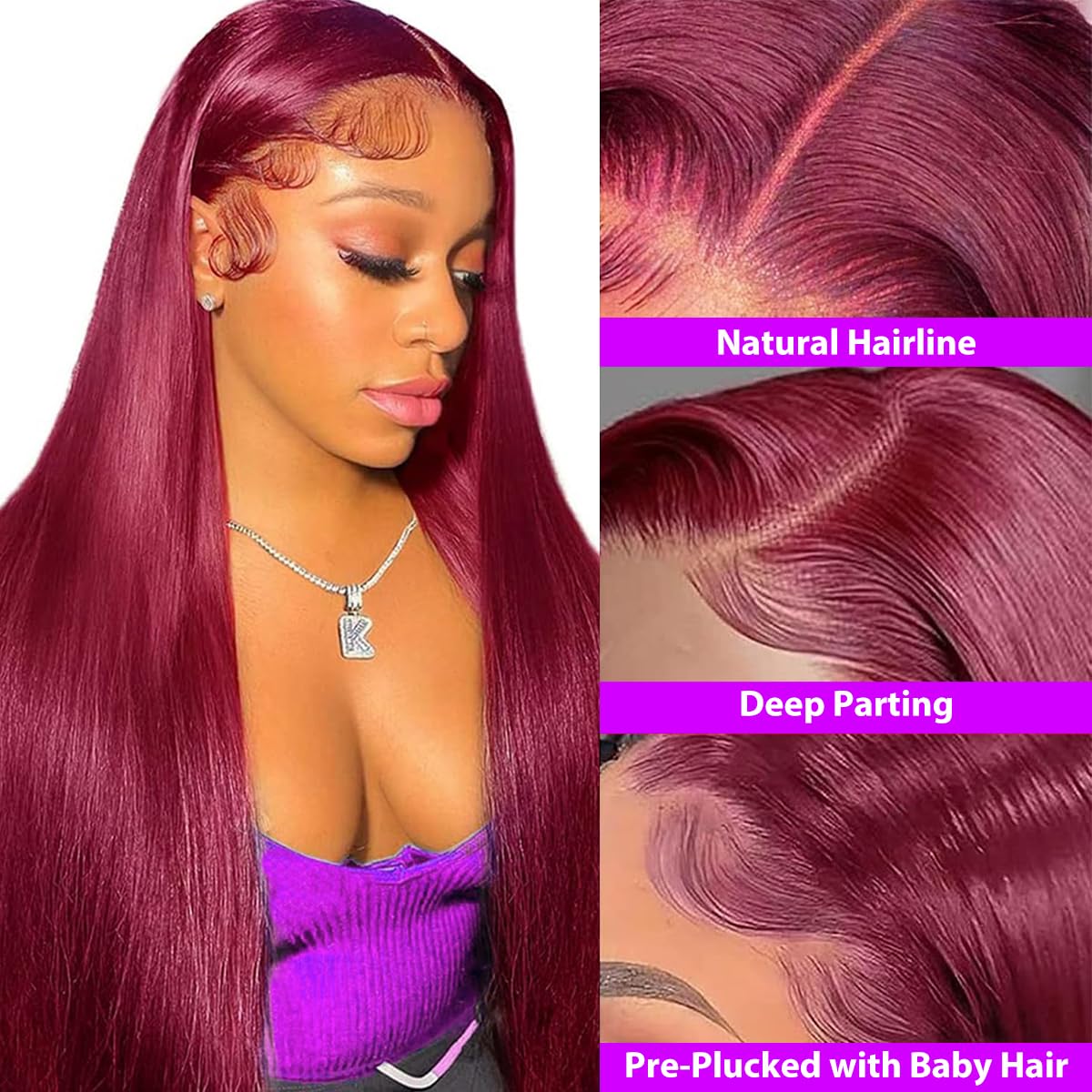 36Inch 13x6 Lace Front Wigs Human Hair Pre Plucked Straight Lace Front Wigs Human Hair 180% Density 13x6 Frontal Wigs with Baby Hair Straight Wigs Human Hair for Women