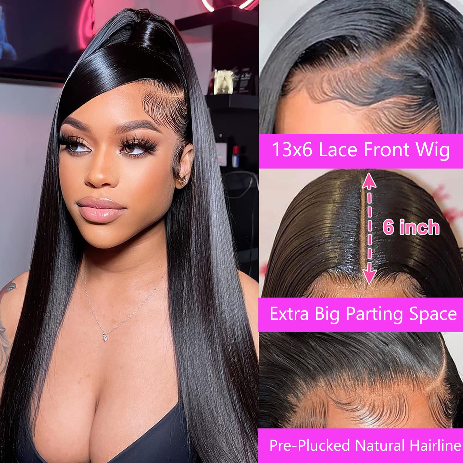 【Tiktok Flash Sale】13x6 Straight Lace Front Wigs Human Hair 180% Density Transparent Lace Front Wigs Human Hair Pre Plucked Straight Wig for Women Natural Color