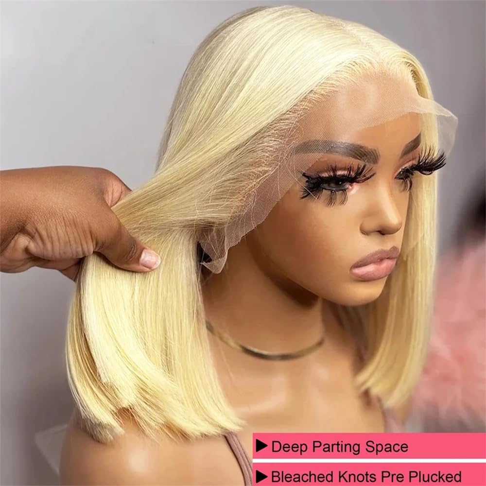 10Inch Bob Wig 13x4 Transparent Lace Frontal Human Hair Brazilian Virgin Short Bob Wigs Human Hair 180% Density 13x4 Lace Bob Wig Pre Plucked Natural Hairline with Baby Hair