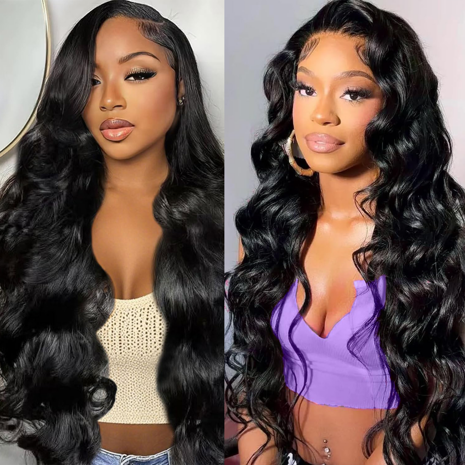 38Inch 13x6 Body Wave Lace Front Wigs Human Hair Pre Plucked 180% Density Transparent Lace Frontal Wigs Human Hair for Women